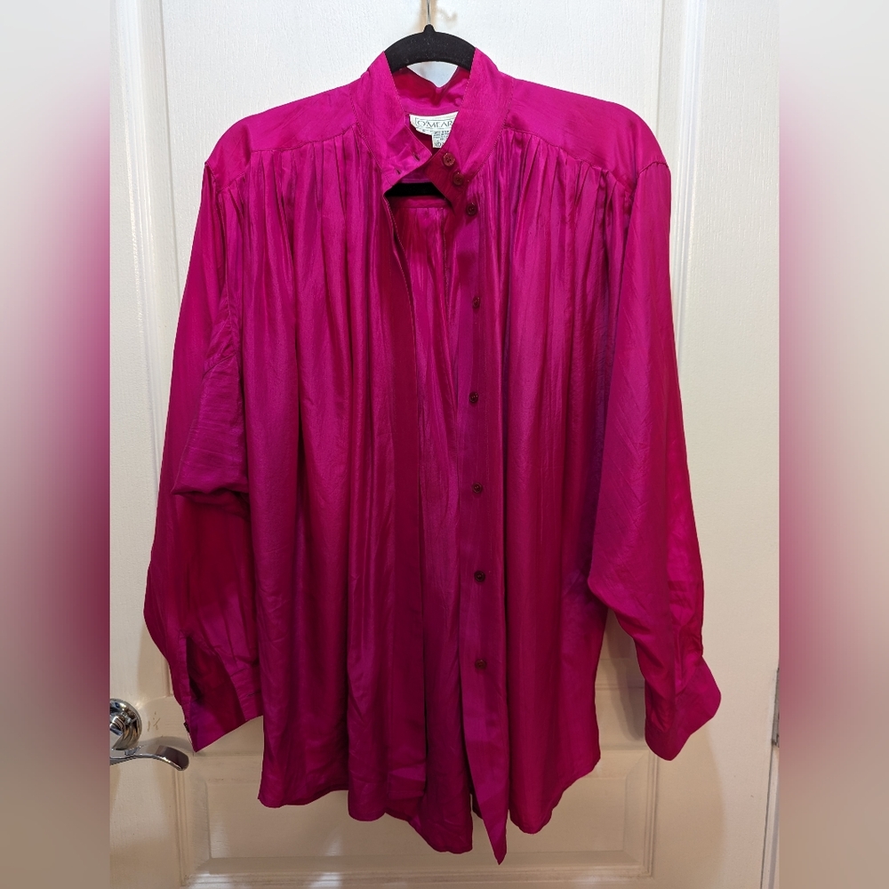 Silk Vintage Mock Neck Blouse